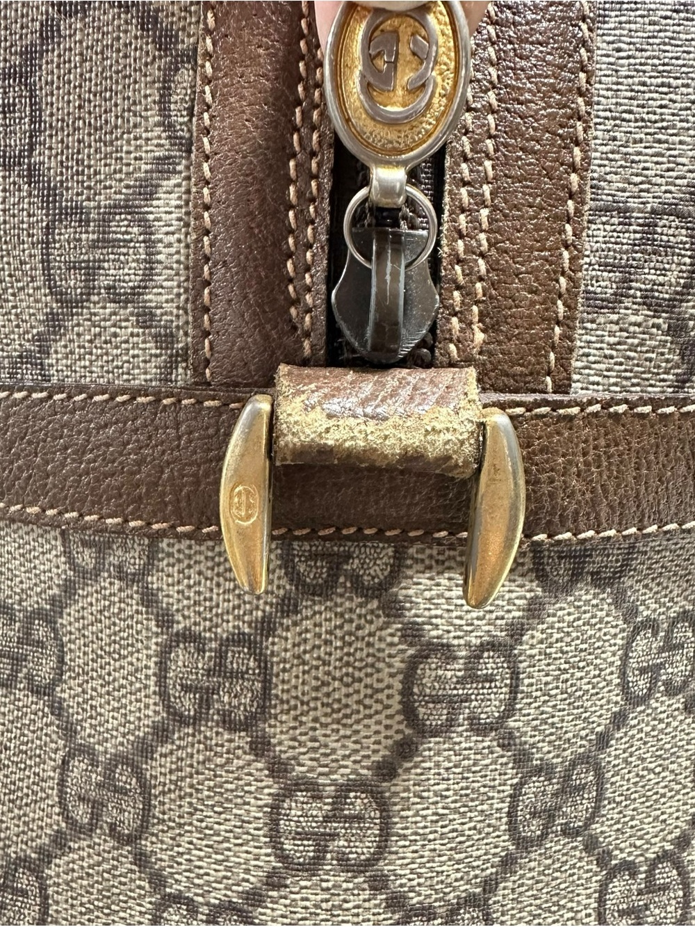 Gucci GG Supreme Web Canvas & Leather Sherry Stripe Boston Two Way Bag - Picture 15 of 16